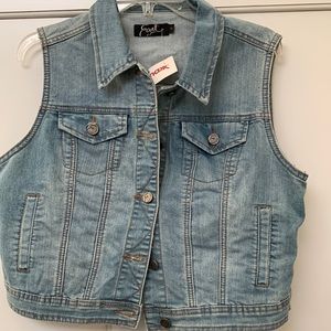 Denim Vest - crotchet design on back